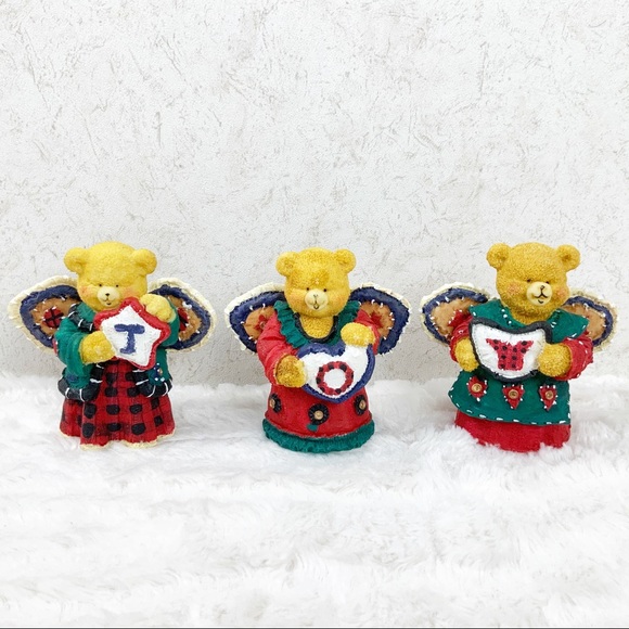 Vintage Other - Vintage Dolgencorp joy angel Christmas bear figures patchwork holiday